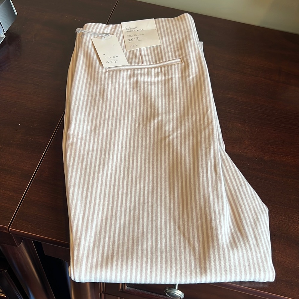 NWT striped pants skinny ankle 16 R stretch